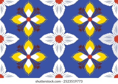 Un estampado floral de tela sin costuras presenta una disposición elegante y continua de flores en flor y Elementos botánicos que se repiten sin costuras a través de la tela. 