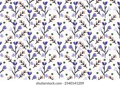 Floral seamless fabric pattern, white background, wallpaper, design, vector, illustration, fabric, clothing, carpet, textile, batik, embroidery