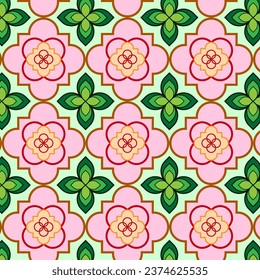 Floral seamless fabric tile pattern