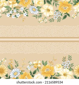 Floral seamless frame border pattern on background