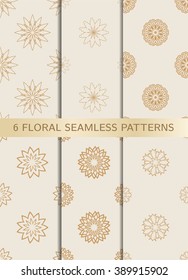Floral Seamless Golden Patterns. Arabic motive. Vintage decorative elements.Vector.