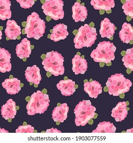 Floral seamless with hand drawn color roses. Cute summer background with flowers and leaves. Modern floral compositions. Fashion vector stock illustration for wallpaper, poster, card, fabric, textile.