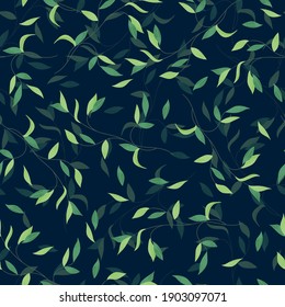 Floral seamless with hand drawn color leaves. Cute autumn background. Tropic brown branches. Modern floral compositions. Fashion vector stock illustration for wallpaper, posters, card, fabric, textile