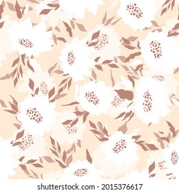 Floral seamless with hand drawn color roses. Cute summer background with flowers and leaves. Modern floral compositions. Fashion vector stock illustration for wallpaper, poster, card, fabric, textile.