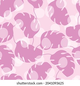 Floral seamless with hand drawn color leaves. Cute autumn background. Tropic pink branches. Modern floral compositions. Fashion vector stock illustration for wallpaper, poster, card, fabric, textile