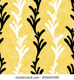 Floral seamless with hand drawn color leaves. Cute autumn background. Tropic black and white branches. Modern floral compositions. Fashion vector stock illustration for wallpaper, fabric, textile.