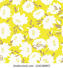 Floral seamless with hand drawn color roses. Cute summer background with flowers and leaves. Modern floral compositions. Fashion vector stock illustration for wallpaper, posters, card, fabric, textile