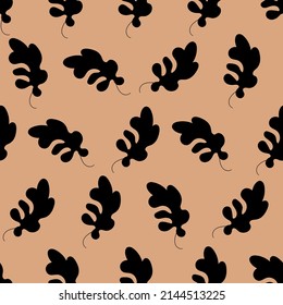 Floral seamless with hand drawn color leaves. Cute autumn background. Tropic beige branches. Modern floral compositions. Fashion vector stock illustration for wallpaper, poster, card, fabric, textile