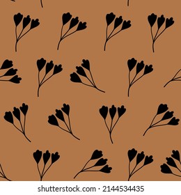 Floral seamless with hand drawn color leaves. Cute autumn background. Tropic beige branches. Modern floral compositions. Fashion vector stock illustration for wallpaper, card, fabric, textile.