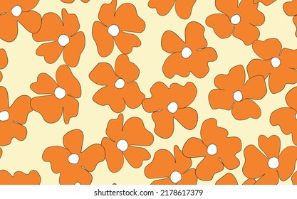 Floral seamless with hand drawn color flowers. Cute summer background. Modern floral compositions. Fashion vector stock illustration for wallpaper, posters, card, fabric, textile.