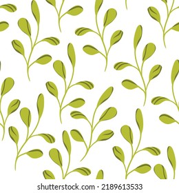 Floral seamless with hand drawn color exotic leaves. Cute autumn background. Tropic green branches. Modern floral compositions. Fashion vector illustration for wallpaper, fabric, textile.