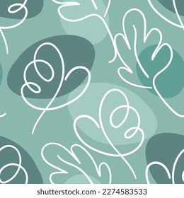Floral seamless with hand drawn color leaves. Cute autumn background. Tropic blue branches. Modern floral compositions. Fashion vector stock illustration for wallpaper, poster, card, fabric, textile