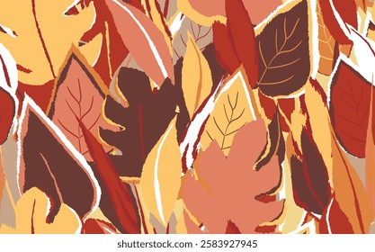Floral seamless with hand drawn color exotic monstera leaves. Cute summer background. Tropic branches. Modern floral compositions. Fashion vector illustration for wallpaper, fabric, textile.