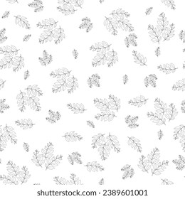 Floral seamless with hand drawn exotic black and white leaves. Cute summer background. Tropic branches, sprigs. Modern floral compositions. Fashion vector illustration for wallpaper, fabric, textile.