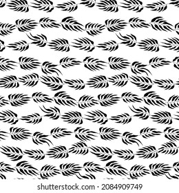 Floral seamless with hand drawn leaves. Cute autumn black and white background. Tropic grass branches. Modern floral compositions. Fashion vector illustration for wallpaper, fabric, textile.