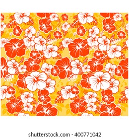 Floral seamless Hawaiian background with hibiscus flowers