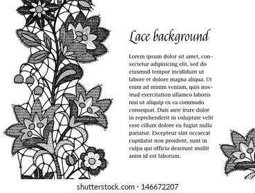 Floral seamless lace line background.
