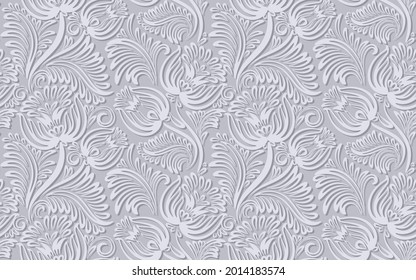 Floral seamless line pattern. Vector elegante background with tender brush elements