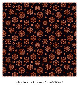Floral seamless monochromatic pattern - Vector illustration