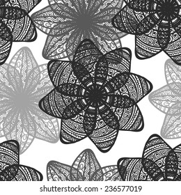 Floral seamless monochromatic vector design.