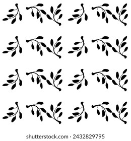 Hojas negras sin costura del patrón monocromo floral en blanco para la tela, para la impresión, para la impresión de la tela