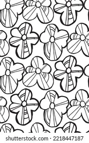 Patrón monocromo sin fisuras florales. Textura decorativa interminable con flores florecientes. Plantilla para tejido de diseño, fondos, cubiertas, papel de envoltura, paquete