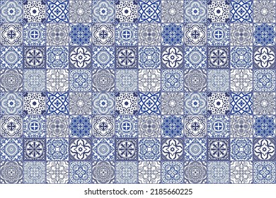 Blumennahtlose Mosaikfliese. Vektor Keramik Vintage Muster. Mittelmeer, Osmanisch