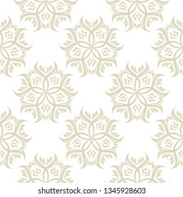 Floral seamless olive green pattern. On white background