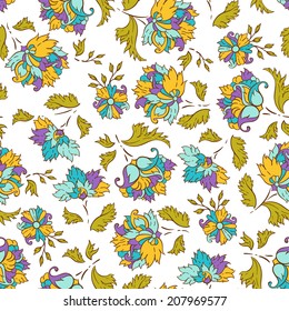 Floral seamless oriental pattern. Indian background with stylized flower