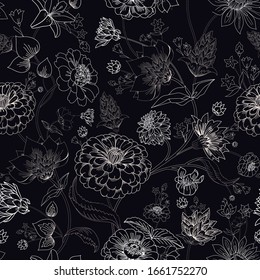 Floral seamless original pattern in vintage paisley style. Traditional floral pattern for fabric, wallpapers and backgrounds. Ornamental garden Flowers and leaves.