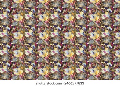 Floral seamless original pattern in vintage paisley style. Traditional floral pattern for fabric, wallpapers and backgrounds. Ornamental garden Flowers and leaves.