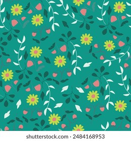 Floral seamless original pattern in vintage paisley style. Traditional floral pattern for fabric, wallpapers and backgrounds. Ornamental garden Flowers and leaves.