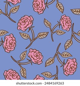 Floral seamless original pattern in vintage paisley style. Traditional floral pattern for fabric, wallpapers and backgrounds. Ornamental garden Flowers and leaves.