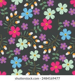 Floral seamless original pattern in vintage paisley style. Traditional floral pattern for fabric, wallpapers and backgrounds. Ornamental garden Flowers and leaves.
