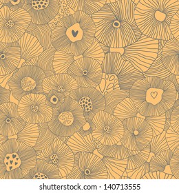 Floral seamless ornament, endless background with flowers. You can use vector pattern for fabric, textile, graphic design, decoration.