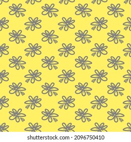 Floral seamless ornament. gray flowers on a Yellow background.
Vector illustration drawing. For textile prints or wrapping paper 
Vector illustration drawing. For textile prints or wrapping paper 