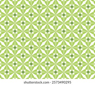 Floral seamless ornamental pattern isolated on a white background.. Vector illustration. Green color.