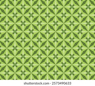 Floral seamless ornamental pattern isolated on a green background.. Vector illustration. Green color.