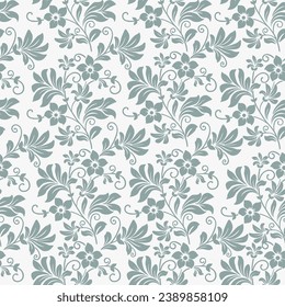Floral seamless ornamental vector pattern. Swirl design and background for textile, print, wallpaper and decoration. 