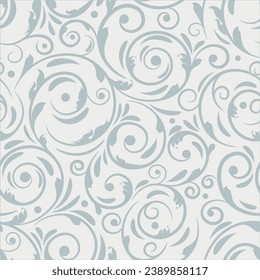 Floral seamless ornamental vector pattern. Swirl design and background for textile, print, wallpaper and decoration. 