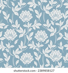 Floral seamless ornamental vector pattern. Swirl design and background for textile, print, wallpaper and decoration. 