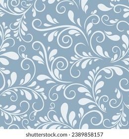 Floral seamless ornamental vector pattern. Swirl design and background for textile, print, wallpaper and decoration. 