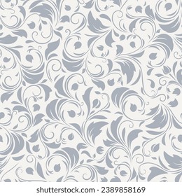 Floral seamless ornamental vector pattern. Swirl design and background for textile, print, wallpaper and decoration. 