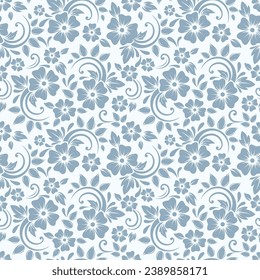 Floral seamless ornamental vector pattern. Swirl design and background for textile, print, wallpaper and decoration. 