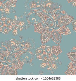 Floral seamless paisley vector pattern