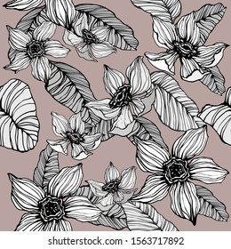 Floral  seamless pastel pattern with stylized flowers. Vector illustration.