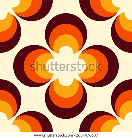 Floral seamless pattern in the 70s style. Vintage retro revival wallpaper. Abstract vector design.