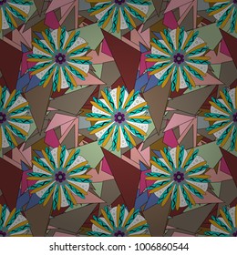 Floral seamless pattern. Abstract floral background. Greeting card. Abstract vector flowers in blue, brown and beige colors. Wedding invitation.