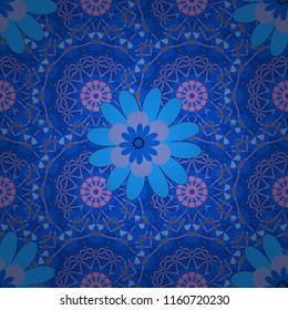 Floral seamless pattern. Abstract floral background. Greeting card. Abstract vector flowers in purple, blue and neutral colors. Wedding invitation.