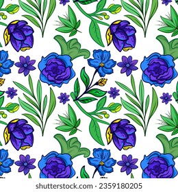 floral seamless pattern. Abstract background with simple floral, leaves, branches. Liberty style wallpapers. Elegant ditsy texture. Repeat natural design for decor, fabric, prints